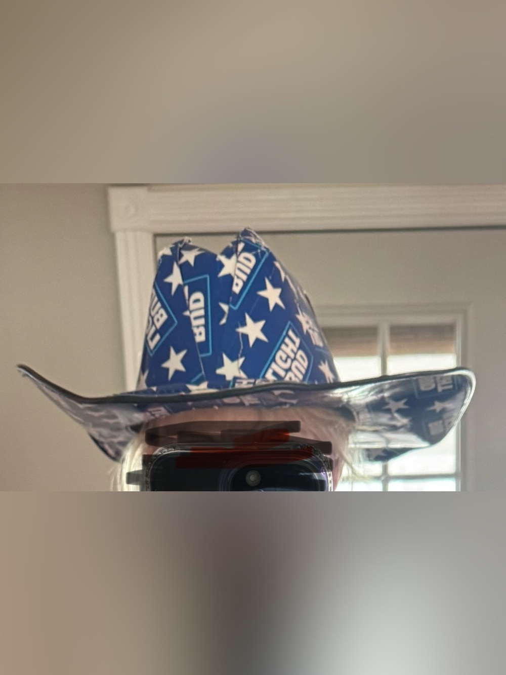 Cardboard Bud Light Blue Star-Print Cowboy Hat